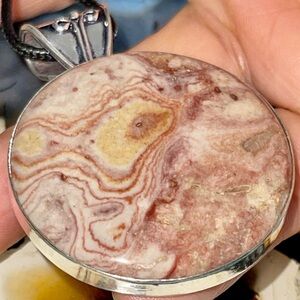 Round Wave Dolomite Crystal Pendant 2”